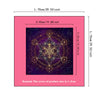 A square pink altar cloth with dimensions 75cm x 50cm, featuring a detailed sacred geometry design.