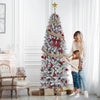 7.5 Ft Pre-Lit Pencil Christmas Tree with LED Lights and Metal Stand