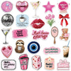 A collection of pink inspirational girl stickers featuring various themes like hearts, stars, and coffee cups.