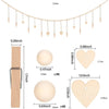 A wooden photo display garland featuring heart-shaped beads and a wooden photo strip holder.