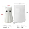 White silicone ghost mold for crafts with measurements showing its size and detail.