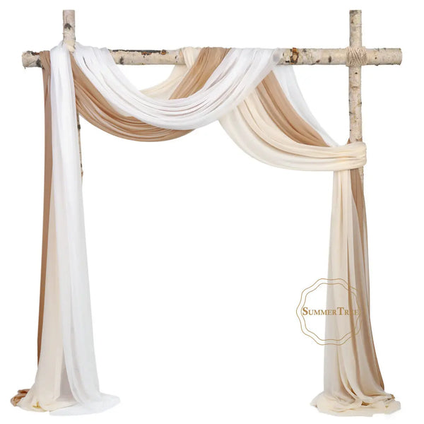 Elegant chiffon wedding arch drape fabric in cream and ivory colors for decoration