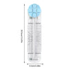Cutter multifonction en plastique transparent avec dessus bleu clair et marques de mesure.