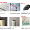 Instructions for removing creases from a custom vinyl photo backdrop using three methods.