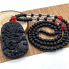 Amitabha Buddha Carved Obsidian Pendant Necklace