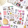 A collection of aesthetic die-cut stickers featuring Y2K and pink decorative themes for journaling and crafting