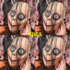 Four full face creepy Halloween evil clown masks with stitched features and dark makeup