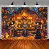 Day of the Dead Skeleton Carnival Backdrop for Halloween Party Decorations