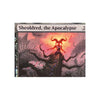 A fantasy art trading card featuring a dark, horned creature against a fiery background.