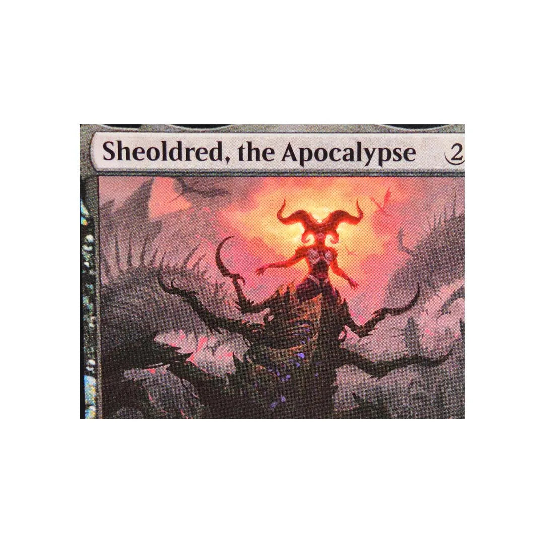 A fantasy art trading card featuring a dark, horned creature against a fiery background.