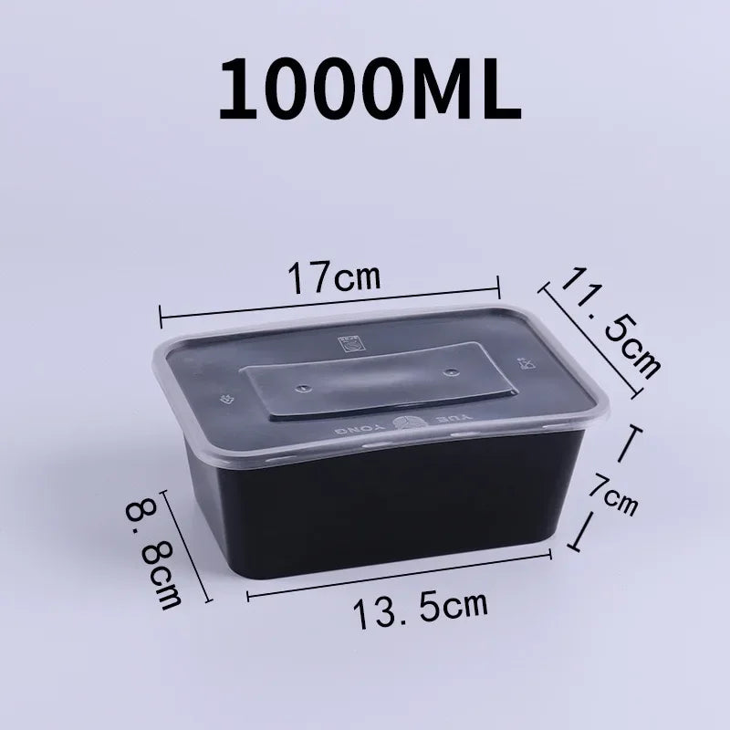 A black plastic food storage container with a lid, shown from above and to the side.