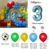 A kit featuring various colored latex balloons, including a large number balloon and assorted balloons for decoration.