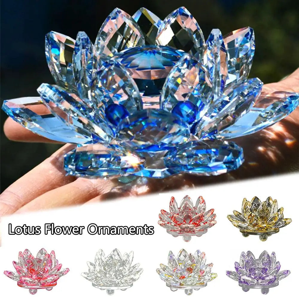 Crystal Lotus Flower Feng Shui Decorative Ornament