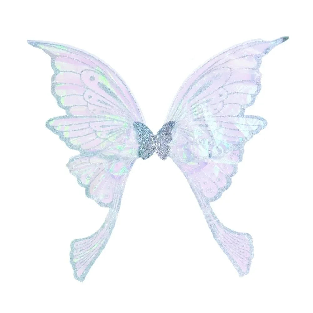 Sparkling fairy wings costume set featuring iridescent pink and purple wings with a silver glitter accent.
