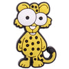 A yellow cartoon dinosaur charm with large eyes and black spots.
