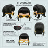 Guía que muestra opciones de modificación DIY para una máscara de Elvis, incluyendo lentes de malla y diseño integrado