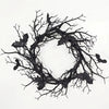 Artificial black branch bat wreath used for Halloween door decoration