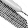 A bundle of gray magic twisting balloons with white tips and flexible stems.