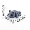 A gray 3D printed cartoon animal figurine resembling a cat, shown with dimensions.