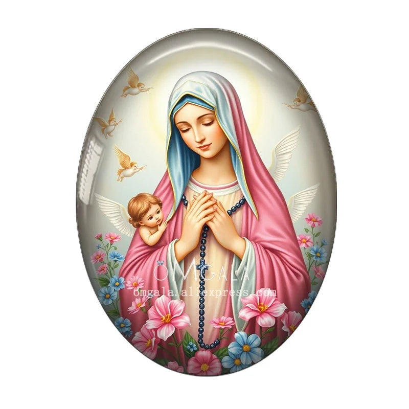Religious Art Glass Cabochons for Jewelry Making