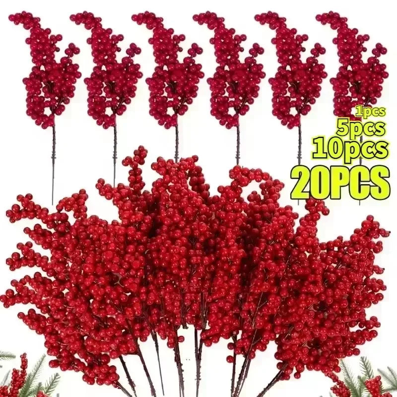 Artificial Red Berry Branches for Christmas Decor