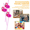Pink 3D flamingo and pineapple paper straws displayed with text about environmentally friendly materials