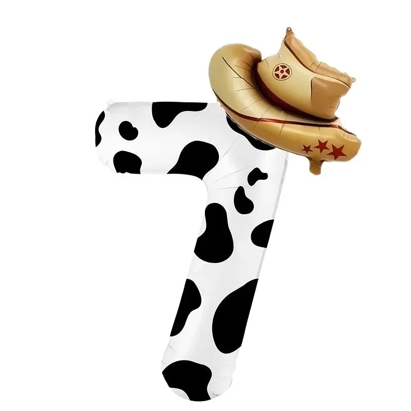 40-Inch Cowboy Cow Number Foil Balloon Set