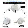 Before and after comparison of an adjustable hat brim shaper tool used to create a perfect curve in a hat.
