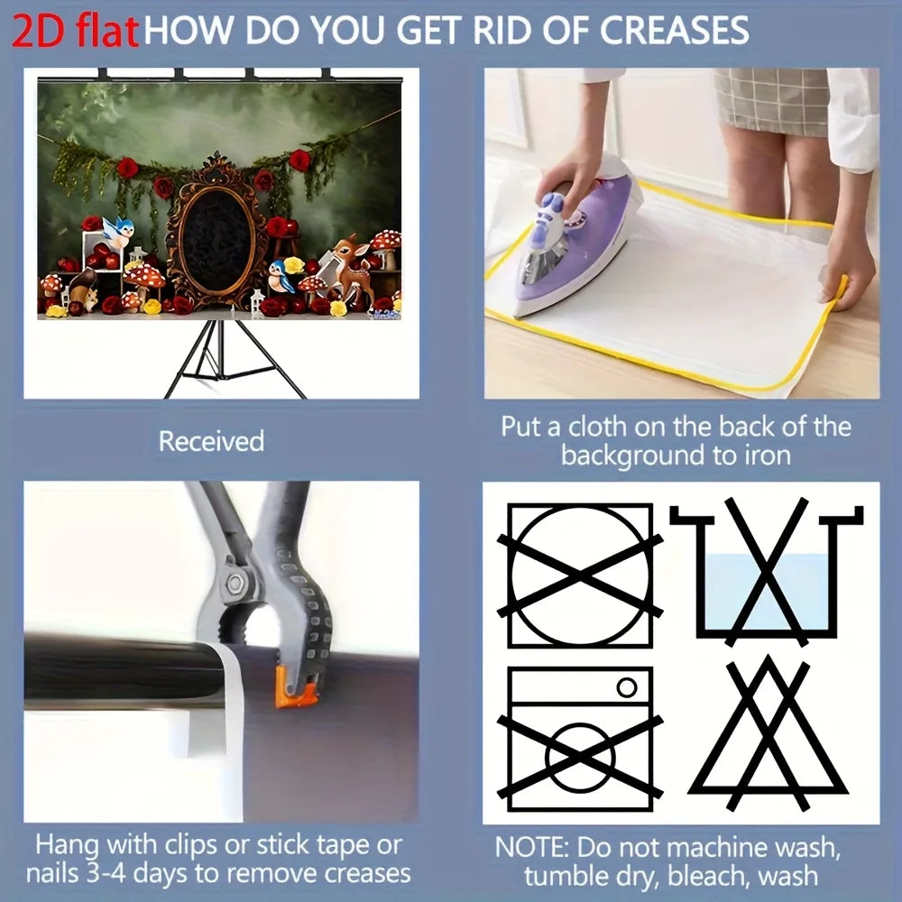Instructions showing how to get rid of creases using an iron and laundry methods