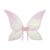 Pink sheer fairy wings with swirling patterns and a delicate pink floral crown