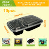 A set of 10 meal prep containers with lids, designed for leak-resistant food storage.