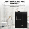 Black matte light blocking and opaque window film protecting privacy on a glass door.