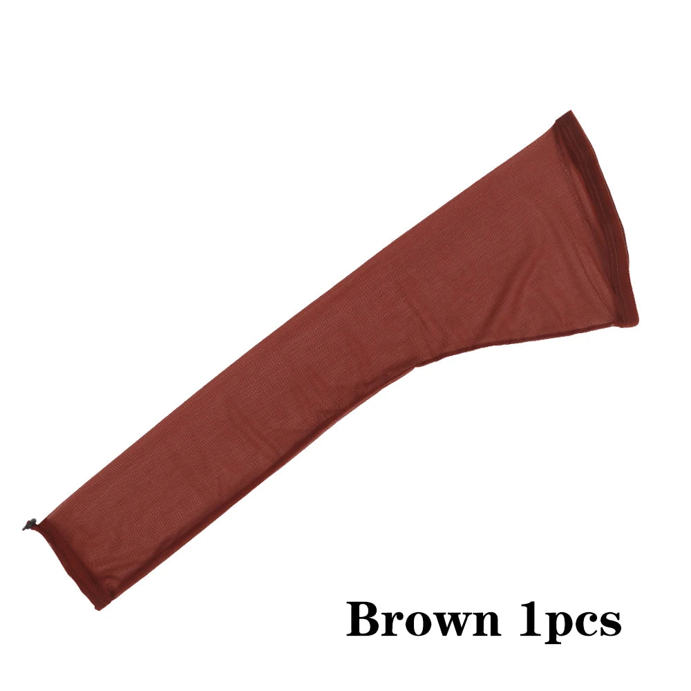 Brown stretchy hair net cap with drawstring sleeve for dreadlocks