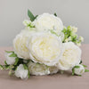 Silk Peony Artificial Flower Bouquet – 5 Blooms & 4 Buds in Rose Pink