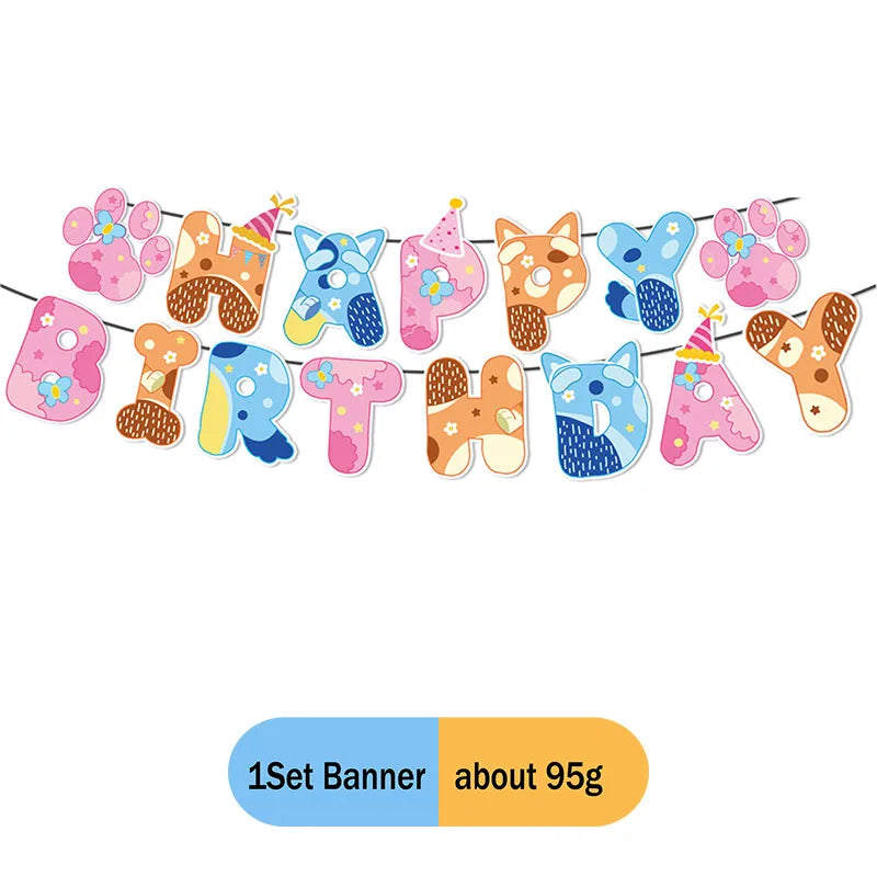 A banner featuring colorful animal shapes spelling out letters, suitable for party supplies.