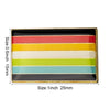 A rectangular enamel pin featuring five horizontal stripes of rainbow colors: red, orange, yellow, green, and blue.