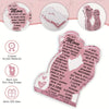 A personalized acrylic plaque shaped like a hug featuring a message for Mom