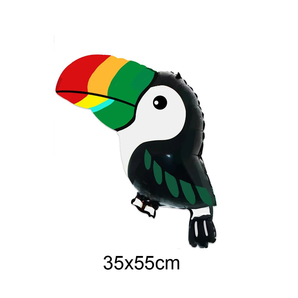 A colorful parrot decoration featuring a green and yellow crown on a black body.