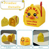 Yellow magnetic duck mail box cover with a hidden duck, showing multiple angles and features.