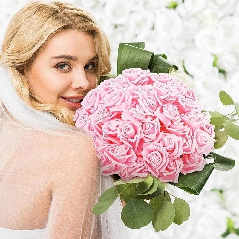 Artificial Foam Roses with Stems for Wedding & Home Décor