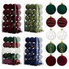 A collection of 30 velvet Christmas baubles in various shades of green, red, and gold for holiday decor.