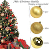 A set of 24 festive gold and silver Christmas baubles for hanging on a string.