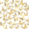A seamless pattern of gold butterfly silhouettes used for wall decor.