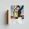 A poster featuring a couple and text about Norman Fucking Rockwell for Lana Del Rey Art Canvas Wall Decor