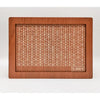 A wooden money saving box with a grid tracker for savings goals, featuring various denominations of Euro coins.