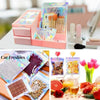 Holographic rainbow resealable bags for gift jewelry and food storage displayed on a wooden surface.