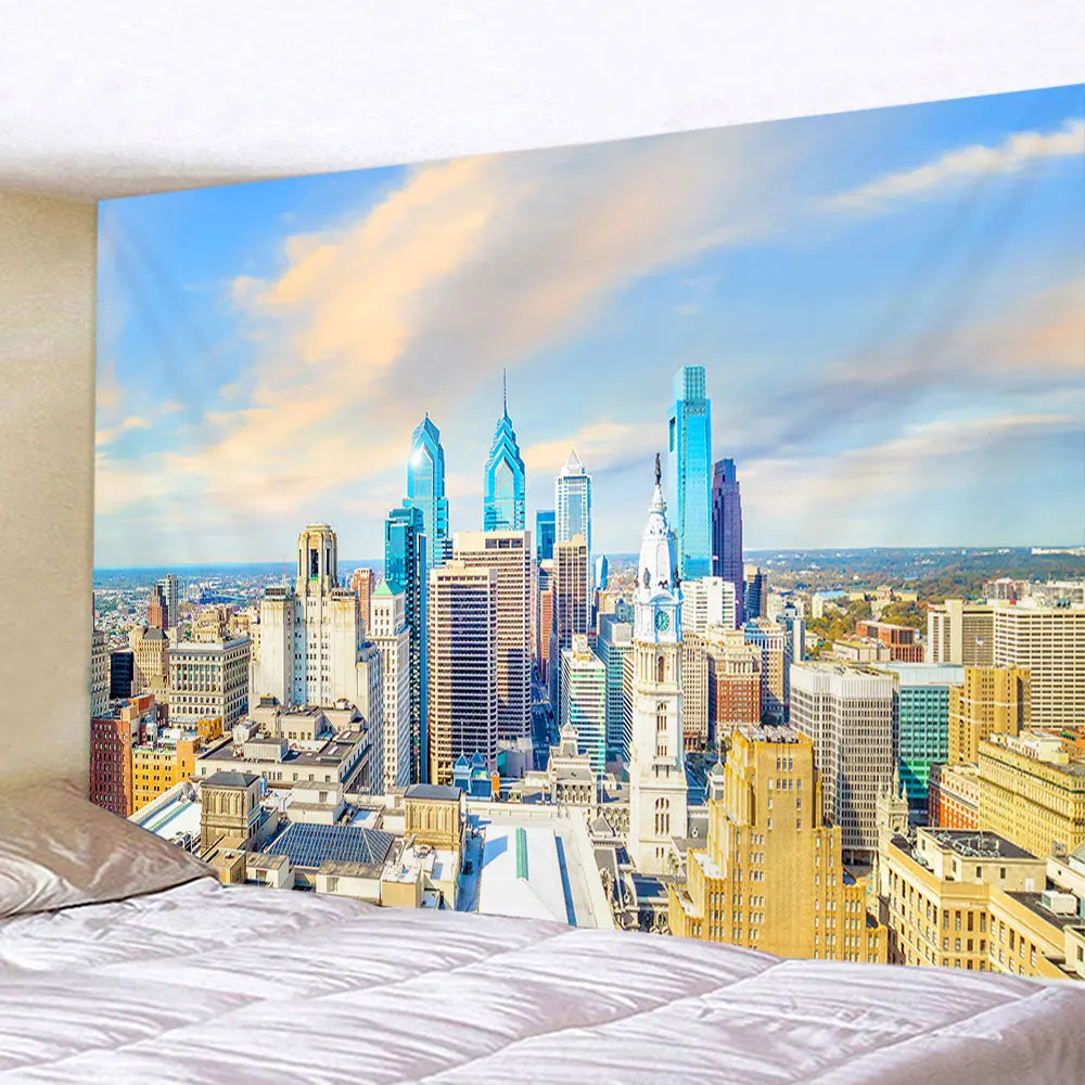 New York City Night View Tapestry Wall Hanging