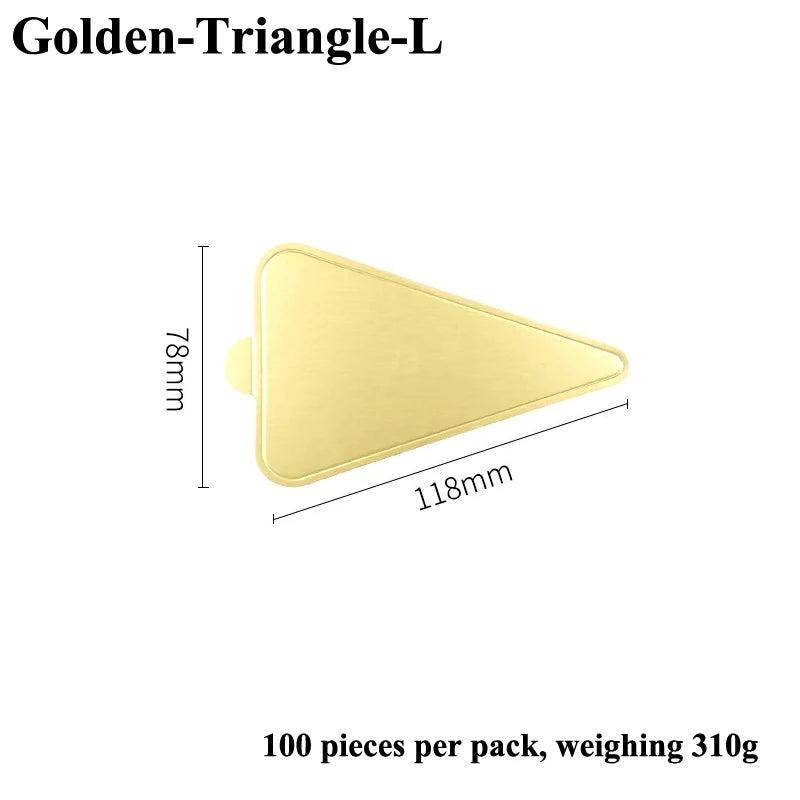 A single Golden-Triangle-L shaped dessert cake board in a pale yellow color, shown from the side.