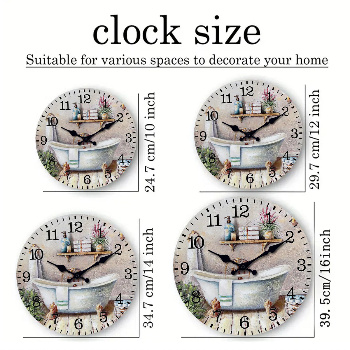 Modern Wooden Bathtub Wall Clock for Home Decor