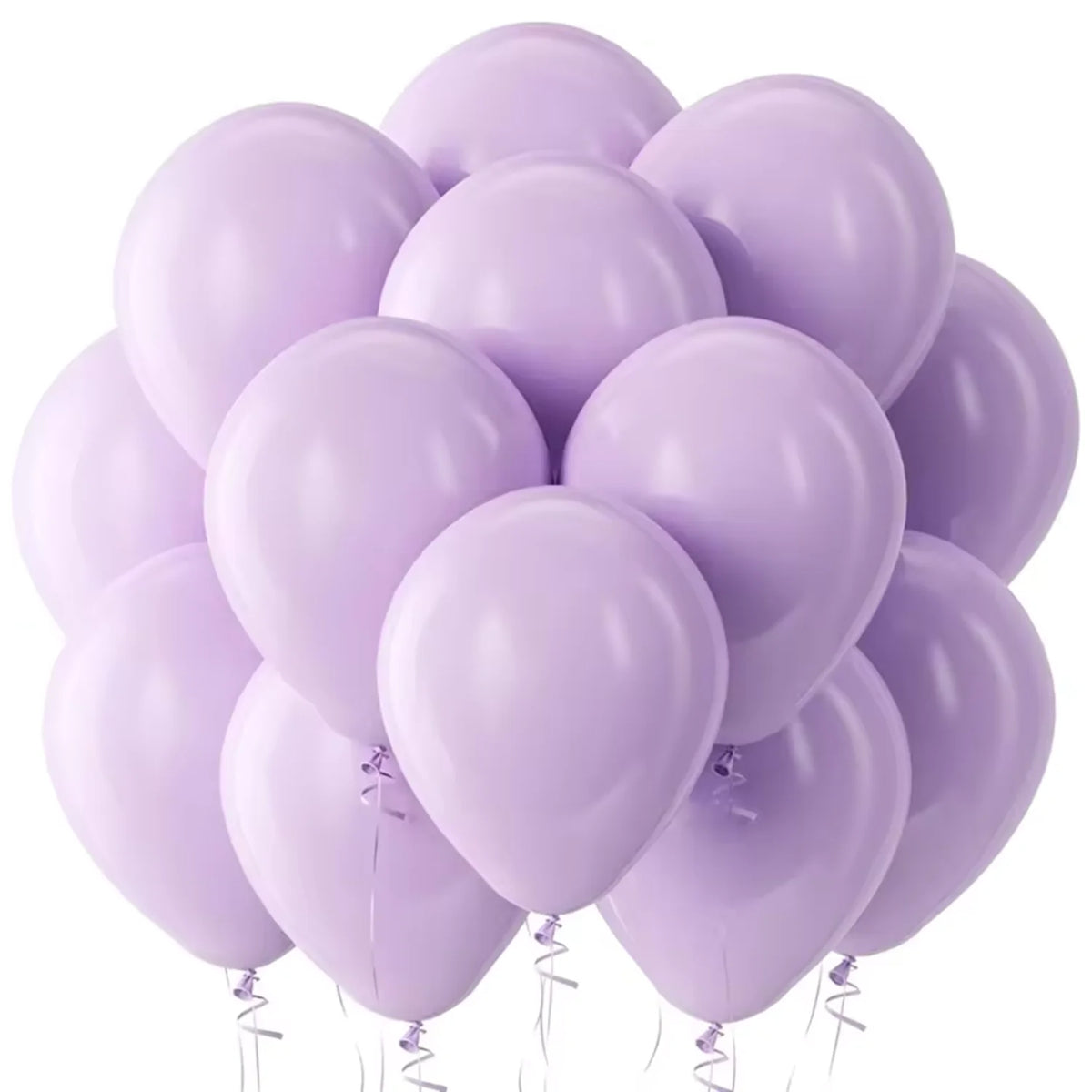 A pack of pastel pink and blue latex balloons floating against a white background.